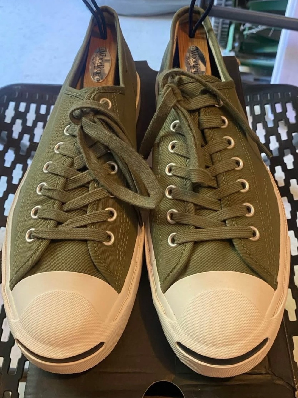 Converse “Jack Purcell” Olive Green Canvas Low-Top Sneakers for Men